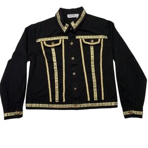 Vintage 90s Y2K Tantrums Collection Black Gold Embroidered Western‎ Jacket XL